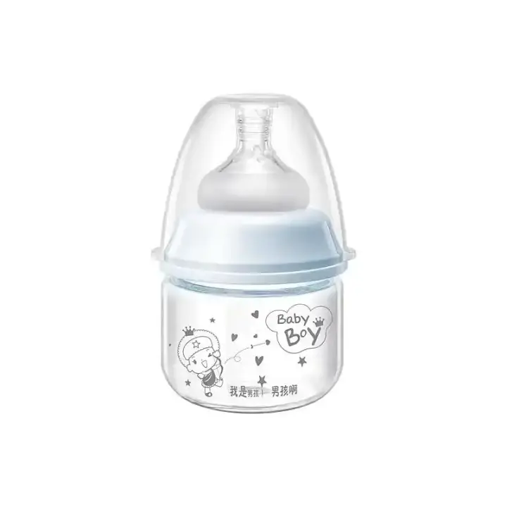 90ml wide neck crystal glass feeding bottle